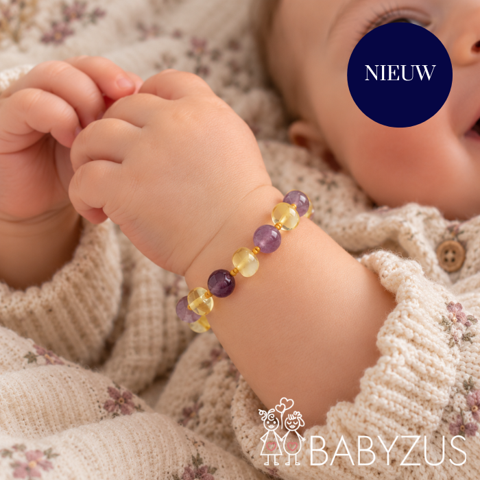 Amethist &amp; Barnsteen armband | Nachtrust - Doorkomende tandjes | 14cm