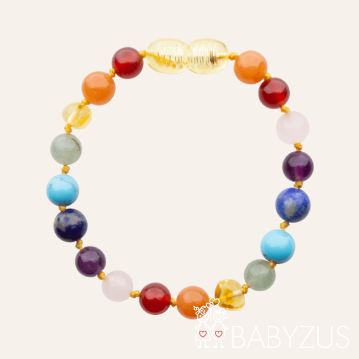 Regenboog barnsteen armband | Baby - Peuter | 14cm
