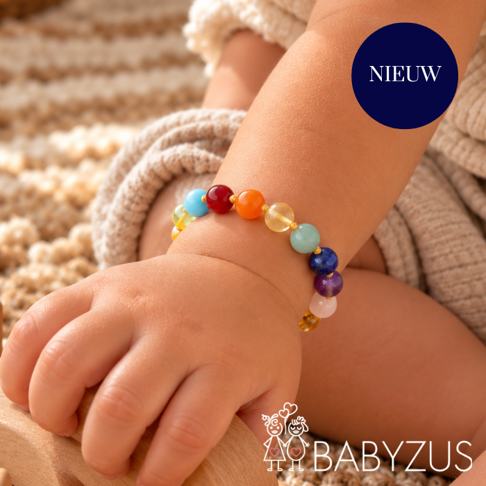 Regenboog barnsteen armband | Baby - Peuter | 14cm