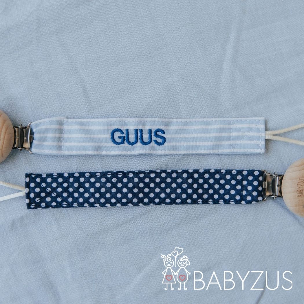 Speenkoord met naam | Paris Chic | Streep Blauw